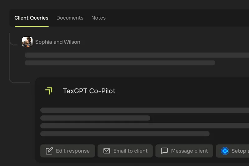 TaxGPT Co-Pilot의 고객 질문·답변과 이메일 초안 기능